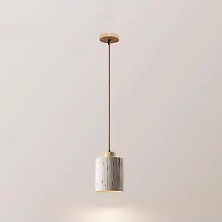 Suspension moderne minimaliste en colonne de ciment et bois à 1 lumière pour salon 