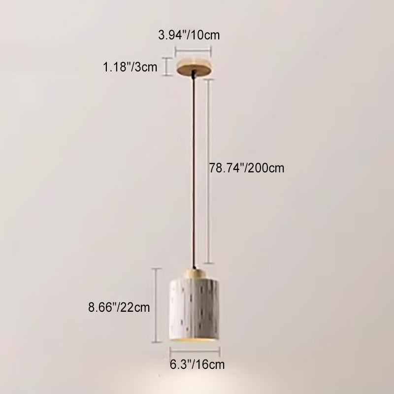 Suspension moderne minimaliste en colonne de ciment et bois à 1 lumière pour salon 
