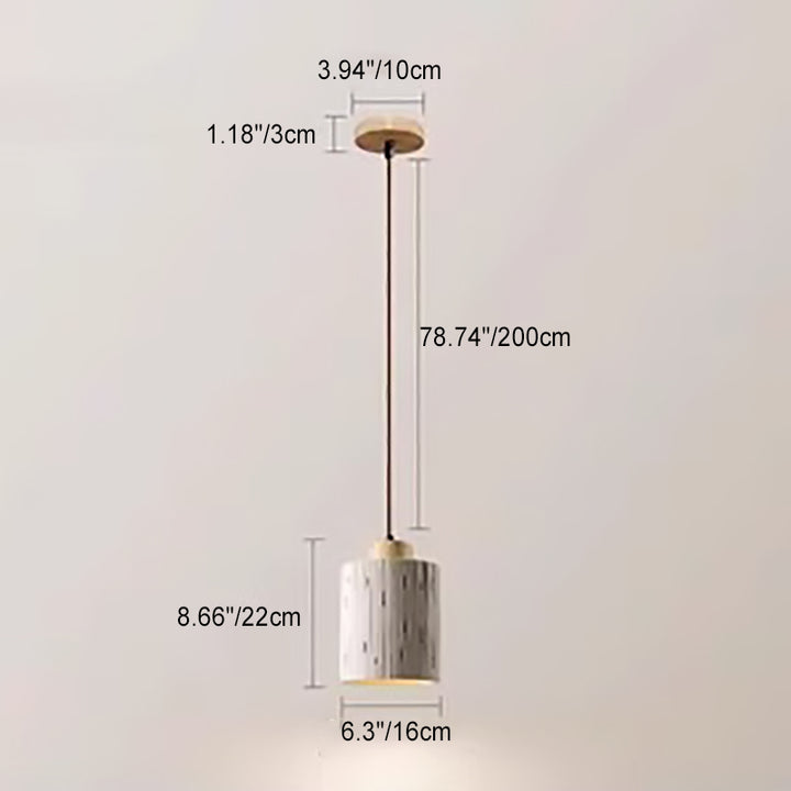 Suspension moderne minimaliste en colonne de ciment et bois à 1 lumière pour salon 
