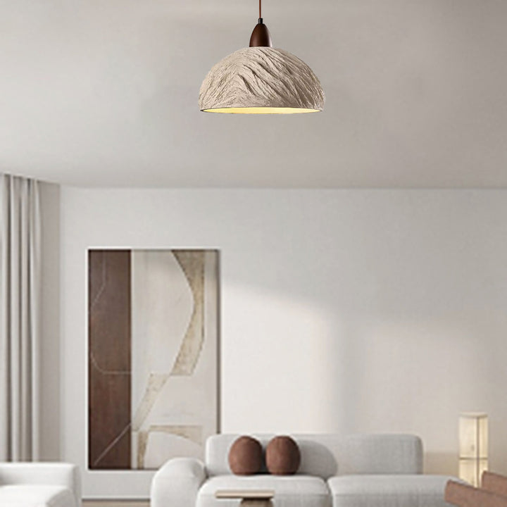 Suspension Luminaire 1 Lumière en Bois et Ciment de Tambour Japonais Traditionnel pour Salon 