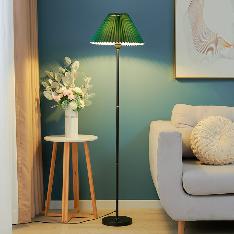 Contemporary Retro Drum Fabric Iron 1-Light Standing Floor Lamp For Living Room