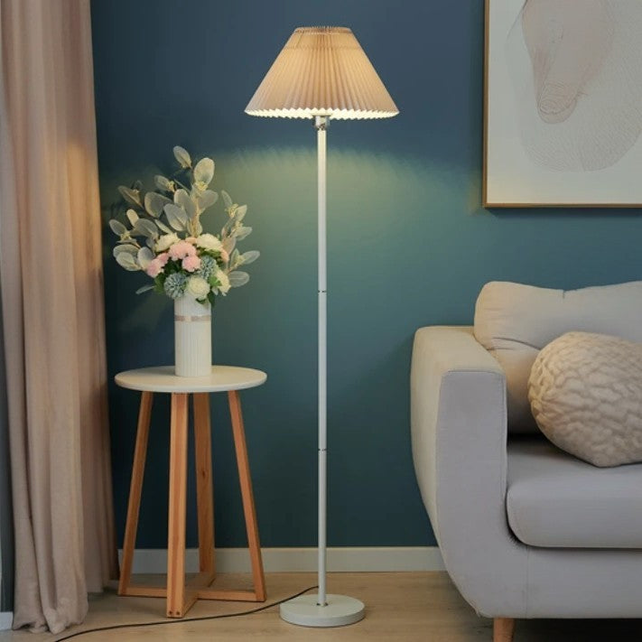 Contemporary Retro Drum Fabric Iron 1-Light Standing Floor Lamp For Living Room