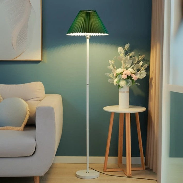 Contemporary Retro Drum Fabric Iron 1-Light Standing Floor Lamp For Living Room