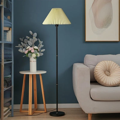 Contemporary Retro Drum Fabric Iron 1-Light Standing Floor Lamp For Living Room