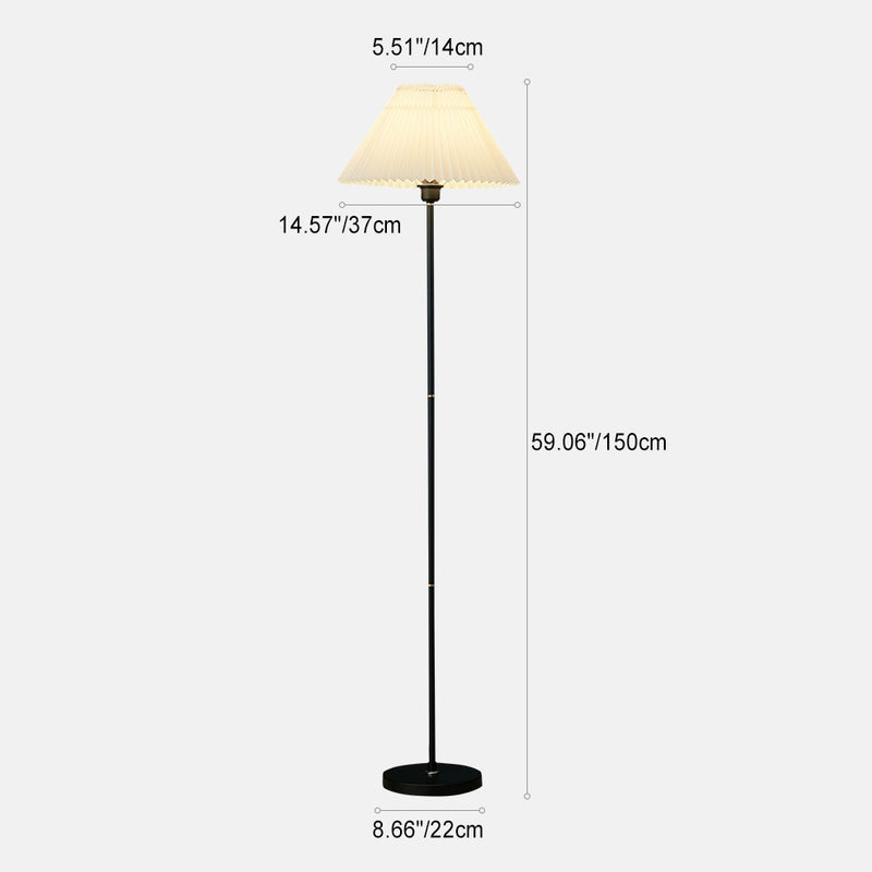 Contemporary Retro Drum Fabric Iron 1-Light Standing Floor Lamp For Living Room