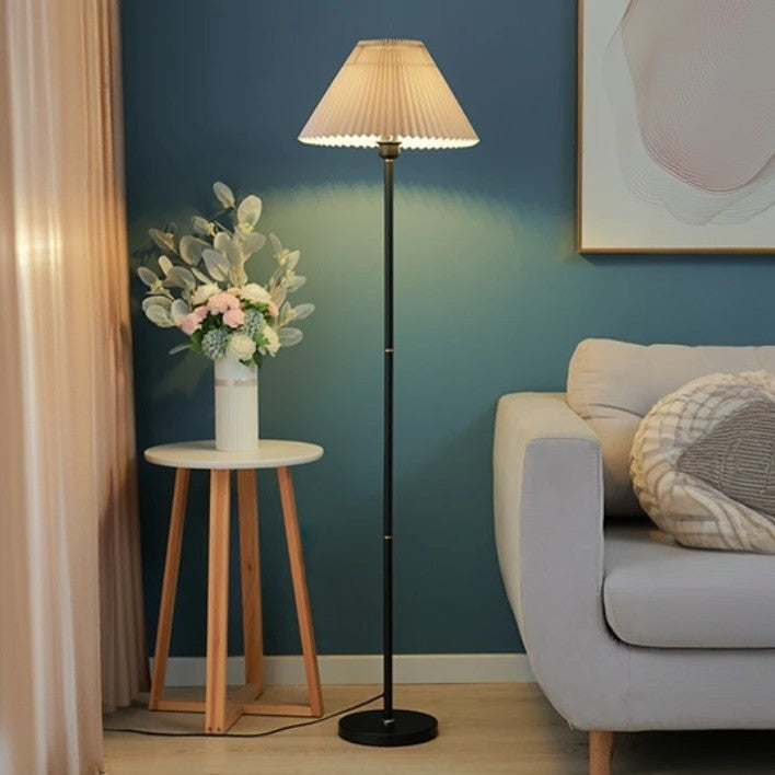 Contemporary Retro Drum Fabric Iron 1-Light Standing Floor Lamp For Living Room