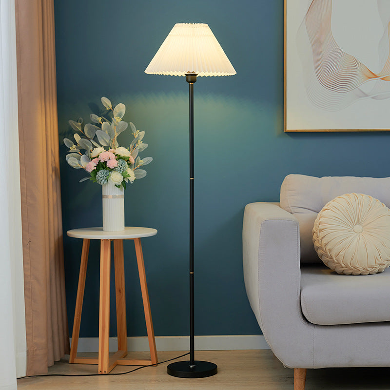 Contemporary Retro Drum Fabric Iron 1-Light Standing Floor Lamp For Living Room