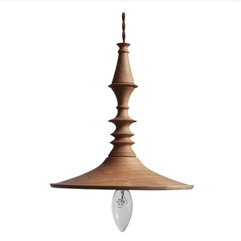 Zeitgenössische runde 1-flammige Pendelleuchte aus Holz im Retro-Stil für das Wohnzimmer 
