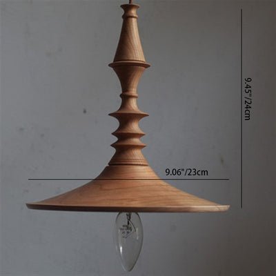 Zeitgenössische runde 1-flammige Pendelleuchte aus Holz im Retro-Stil für das Wohnzimmer 