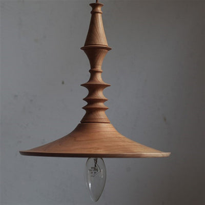 Zeitgenössische runde 1-flammige Pendelleuchte aus Holz im Retro-Stil für das Wohnzimmer 