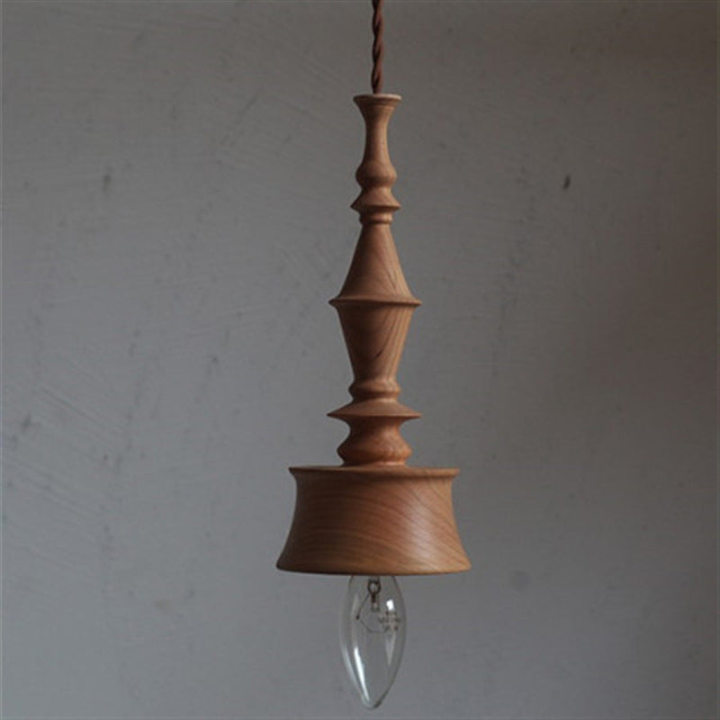Zeitgenössische runde 1-flammige Pendelleuchte aus Holz im Retro-Stil für das Wohnzimmer 