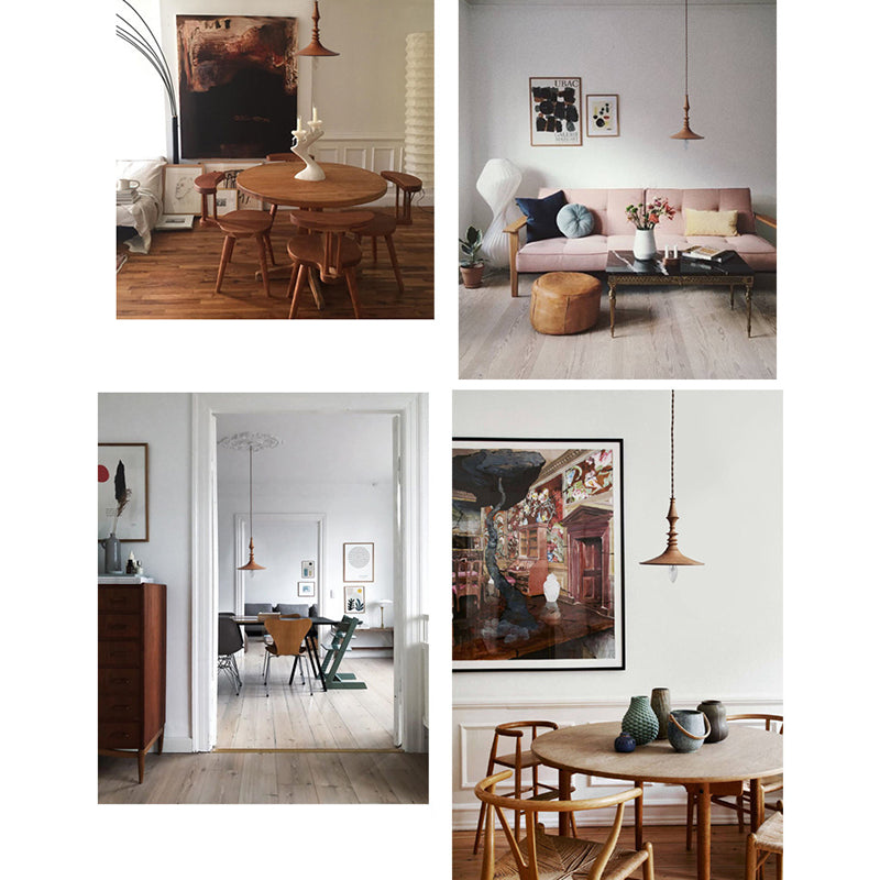 Zeitgenössische runde 1-flammige Pendelleuchte aus Holz im Retro-Stil für das Wohnzimmer 