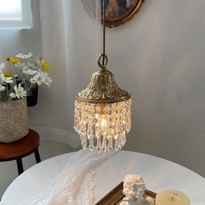 Lustre Contemporain en Cristal en Forme de Goutte de Luxe avec une Suspension en Fer à 1 Lumière pour Salon 