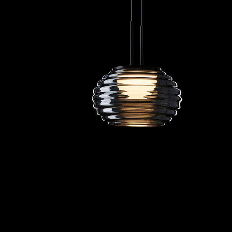 Lustre à suspension LED en verre et acier minimaliste moderne pour salon 