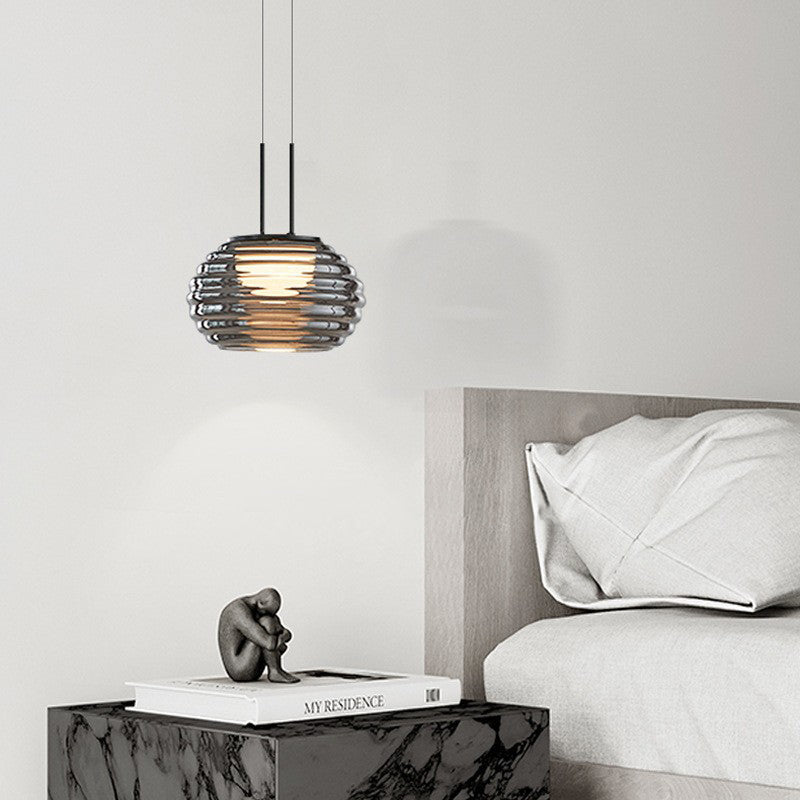 Lustre à suspension LED en verre et acier minimaliste moderne pour salon 