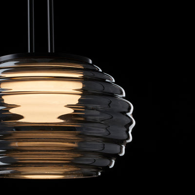 Lustre à suspension LED en verre et acier minimaliste moderne pour salon 