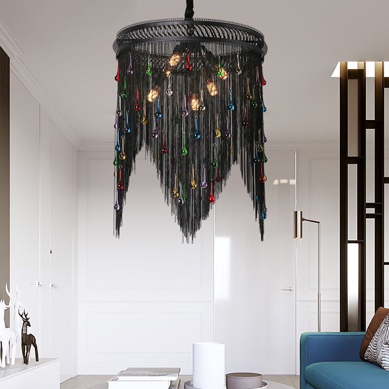 Lustre contemporain en forme de goutte en aluminium et fer avec 6 lumières pour salon 