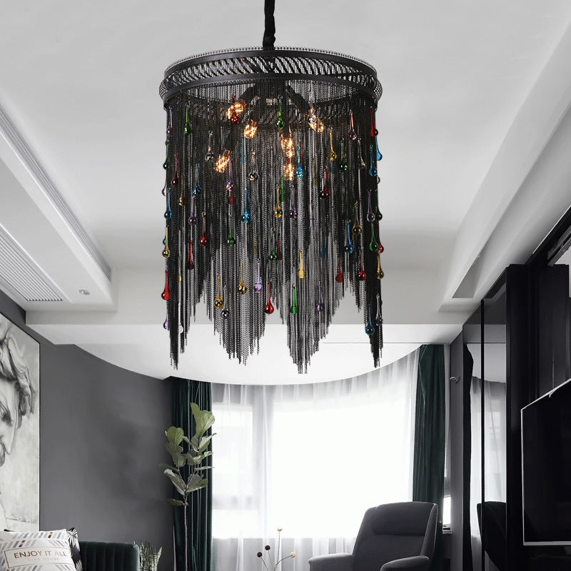 Lustre contemporain en forme de goutte en aluminium et fer avec 6 lumières pour salon 