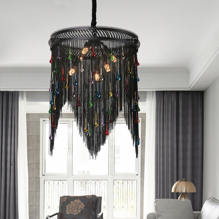Zeitgenössischer Luxus Teardrop Aluminium Eisen Glas 6-Licht Kronleuchter für Wohnzimmer 