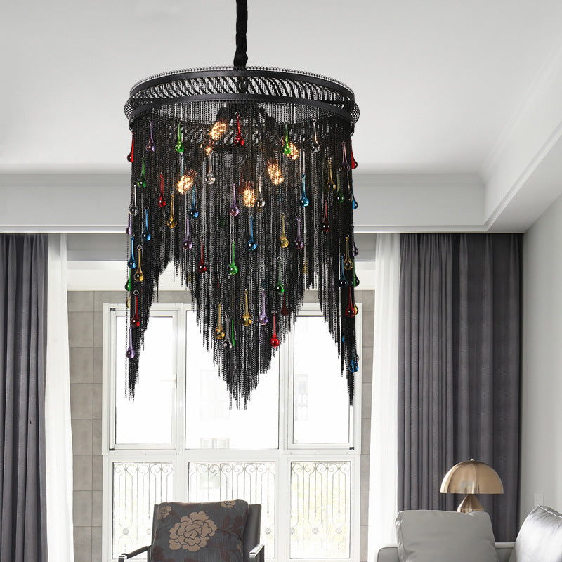 Lustre contemporain en forme de goutte en aluminium et fer avec 6 lumières pour salon 