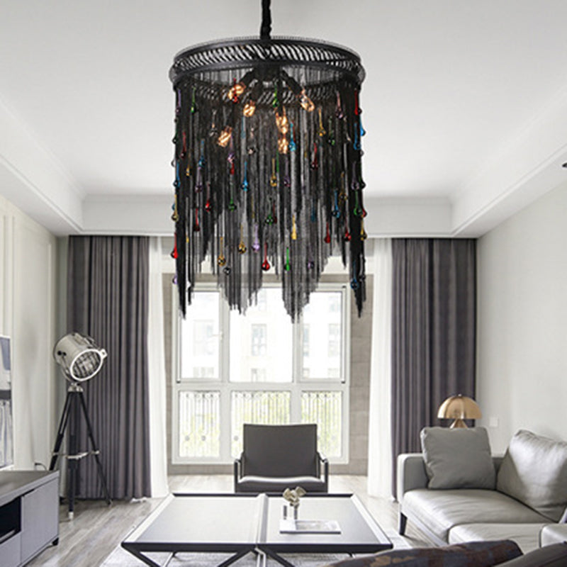 Lustre contemporain en forme de goutte en aluminium et fer avec 6 lumières pour salon 