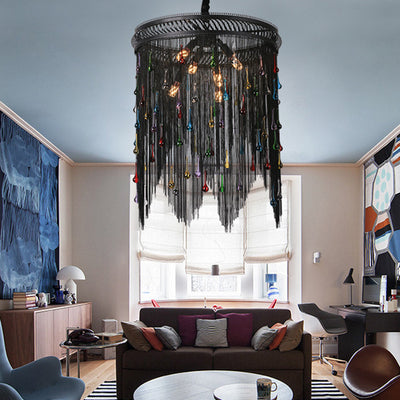 Lustre contemporain en forme de goutte en aluminium et fer avec 6 lumières pour salon 