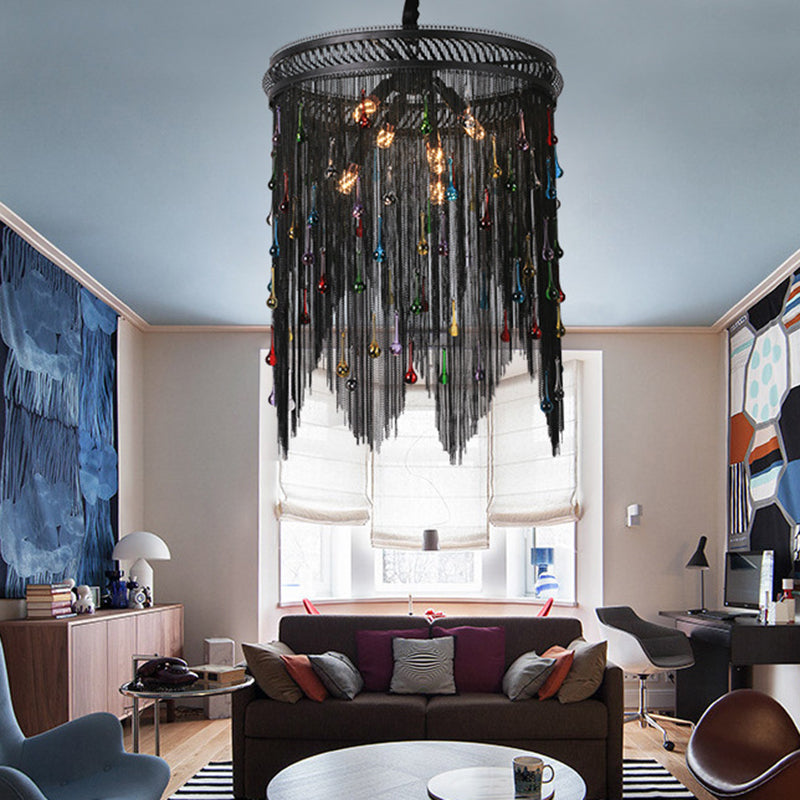 Lustre contemporain en forme de goutte en aluminium et fer avec 6 lumières pour salon 