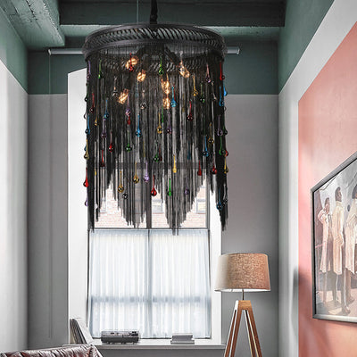 Lustre contemporain en forme de goutte en aluminium et fer avec 6 lumières pour salon 