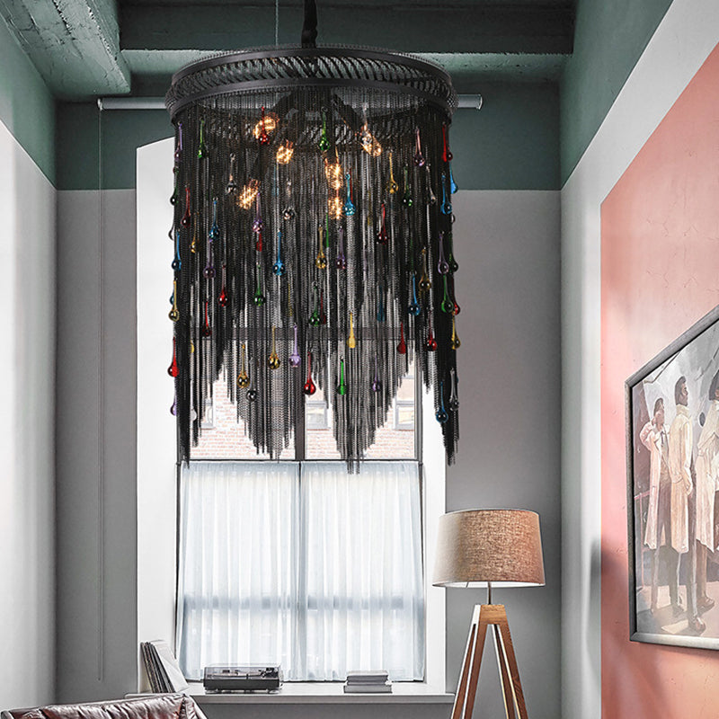 Lustre contemporain en forme de goutte en aluminium et fer avec 6 lumières pour salon 