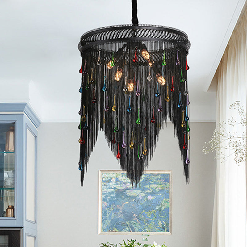 Lustre contemporain en forme de goutte en aluminium et fer avec 6 lumières pour salon 