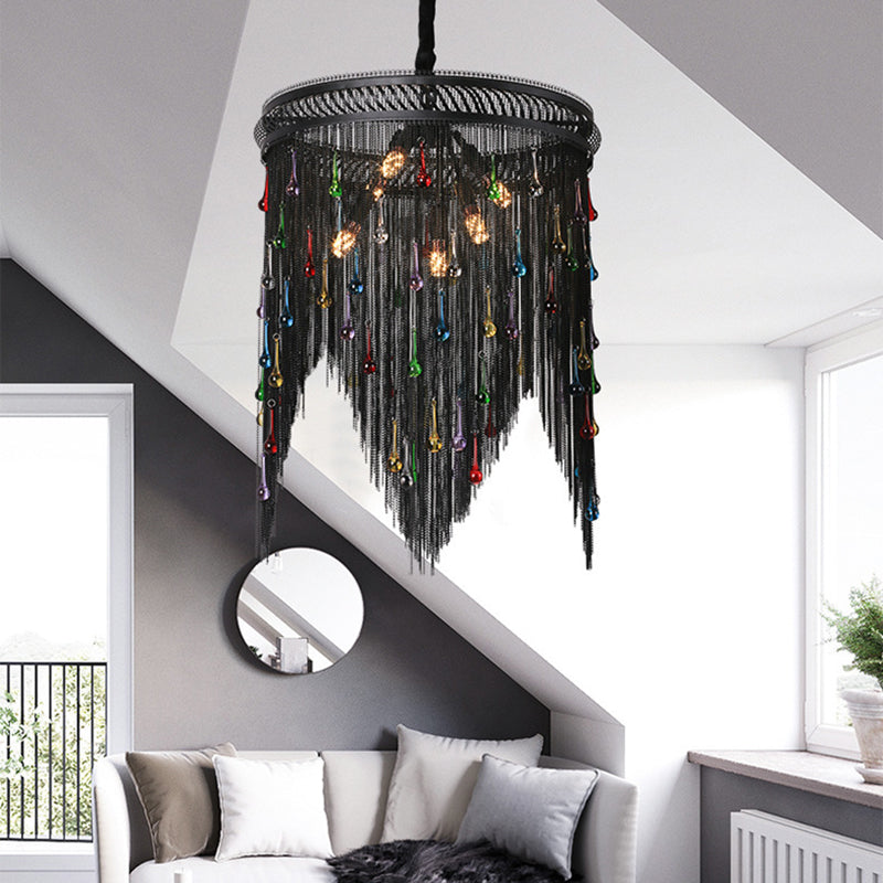 Zeitgenössischer Luxus Teardrop Aluminium Eisen Glas 6-Licht Kronleuchter für Wohnzimmer 