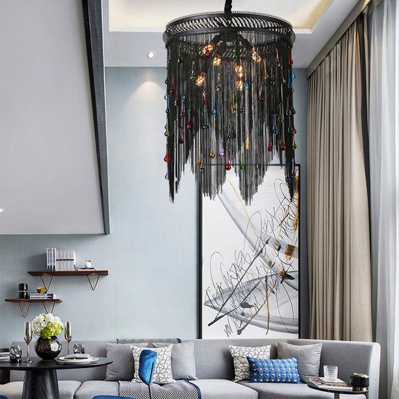Lustre contemporain en forme de goutte en aluminium et fer avec 6 lumières pour salon 