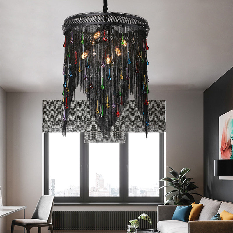 Lustre contemporain en forme de goutte en aluminium et fer avec 6 lumières pour salon 
