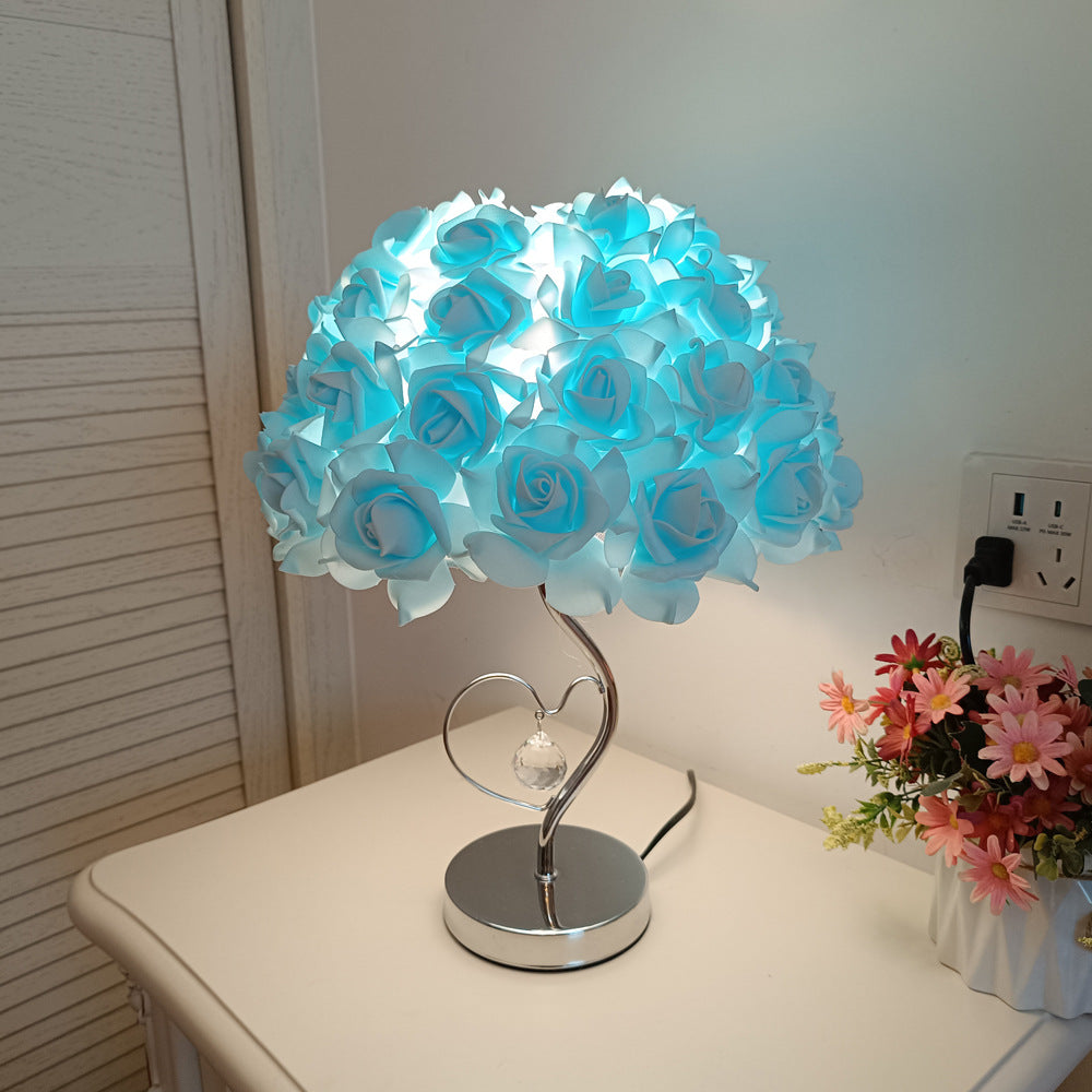 Zeitgenössische kreative Blume Eisen Stoff 1-Licht Tischlampe für Wohnzimmer 