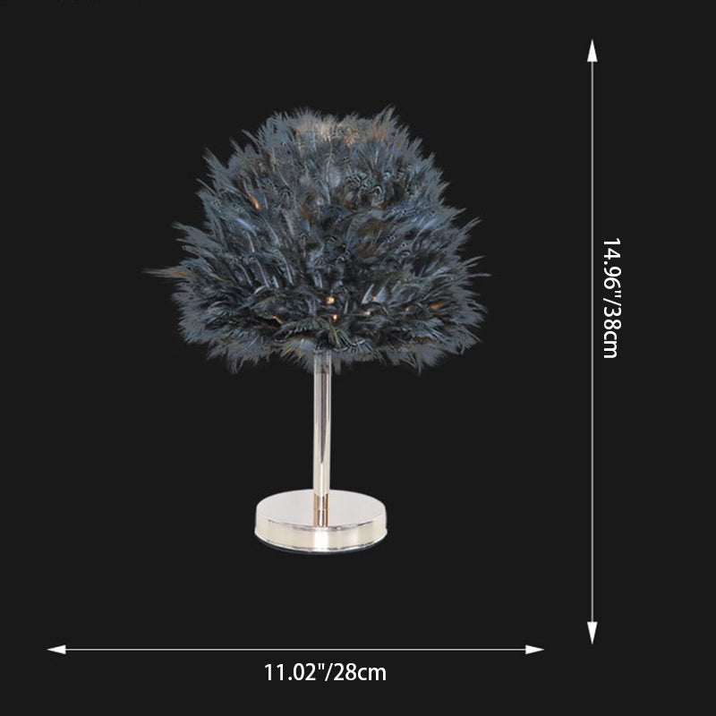 Lampe de table contemporaine ovale en fer avec une plume créative 1-lumière pour salon 