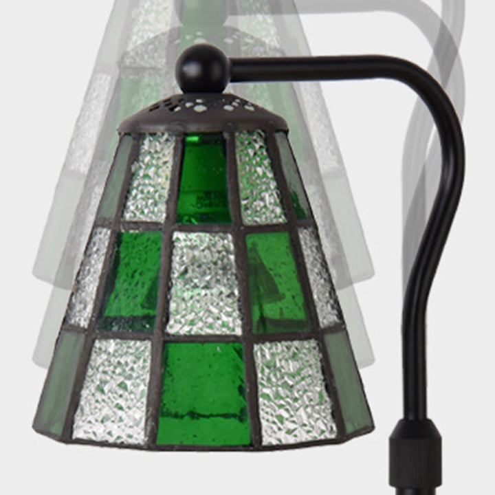 Lampe de table en verre Tiffany traditionnel en fer et bois à 1 lumière avec cire fondue pour salon 