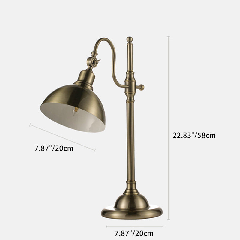 Lampe de table contemporaine rétro en dôme de fer à 1 lumière pour salon 