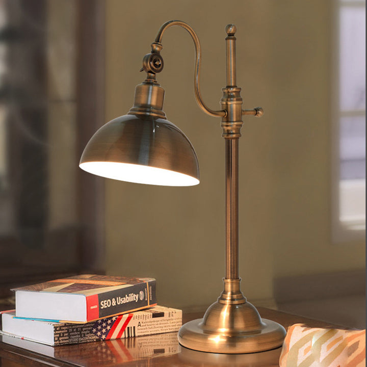Lampe de table contemporaine rétro en dôme de fer à 1 lumière pour salon 
