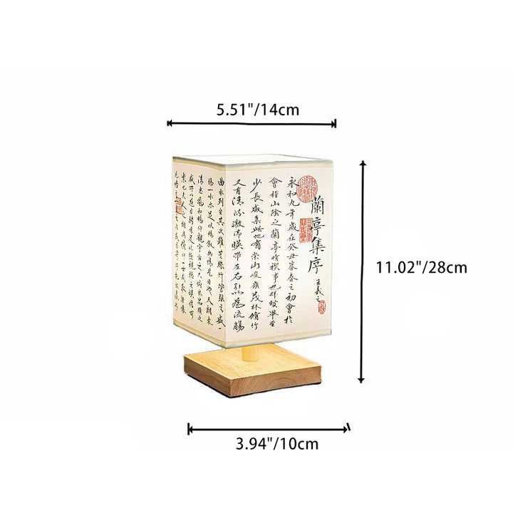 Traditional Chinese Rectangular Wood Fabric 1-Light Table Lamp For Living Room