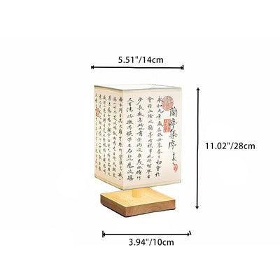 Traditional Chinese Rectangular Wood Fabric 1-Light Table Lamp For Living Room