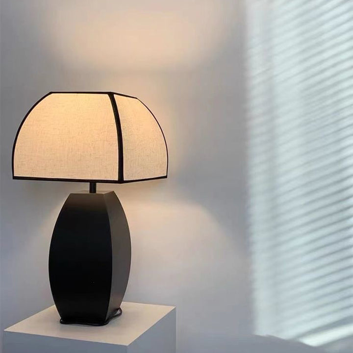 Contemporary Retro Drum Iron Fabric 1-Light Table Lamp For Living Room