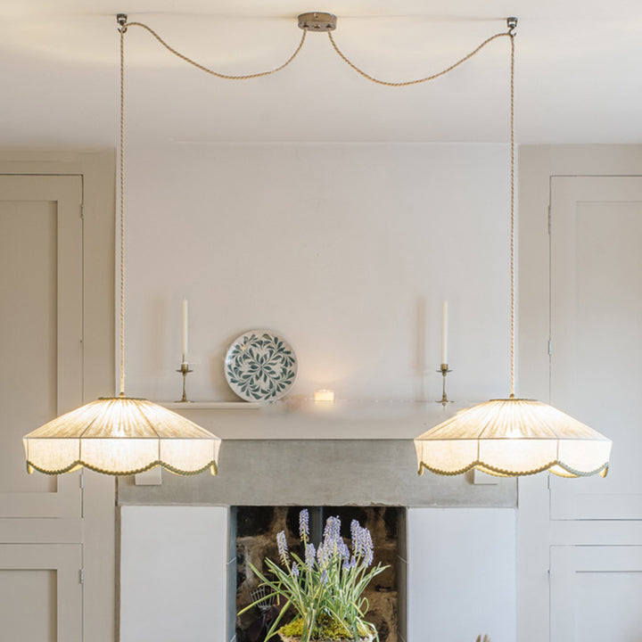 Traditional European Round Fabric 1-Light Pendant Light For Living Room