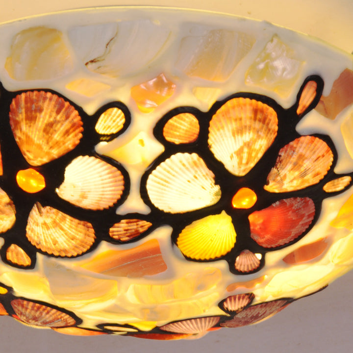 Plafonnier traditionnel européen rond en fer et verre à 4 lumières pour salon 