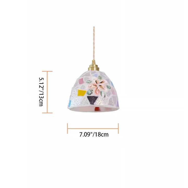Contemporary Coastal Dome Glass Copper 1-Light Pendant Light For Living Room