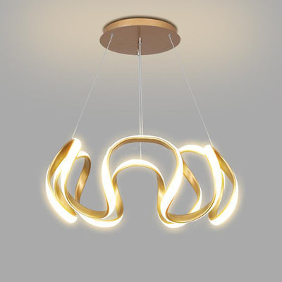 الثريا الحديثة المصنوعة من الحديد والمزينة بخطوط إبداعية من نوع PVC LED لغرفة المعيشة 