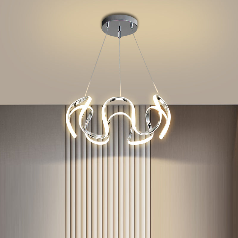 الثريا الحديثة المصنوعة من الحديد والمزينة بخطوط إبداعية من نوع PVC LED لغرفة المعيشة 