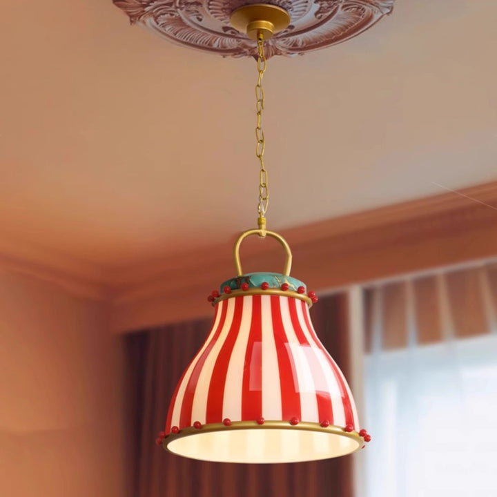 Suspension en verre et fer avec tambour scandinave contemporain à 1 lumière pour salon 