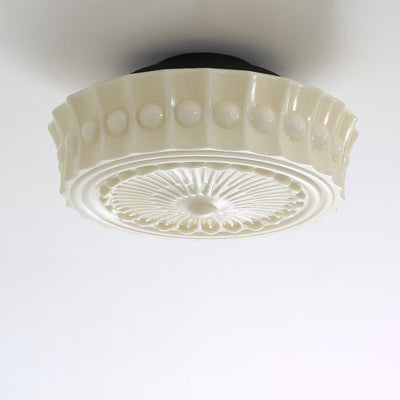 Plafonnier semi-encastré contemporain rétro en fer et verre à 1 lumière pour salon 