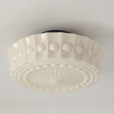 Plafonnier semi-encastré contemporain rétro en fer et verre à 1 lumière pour salon 