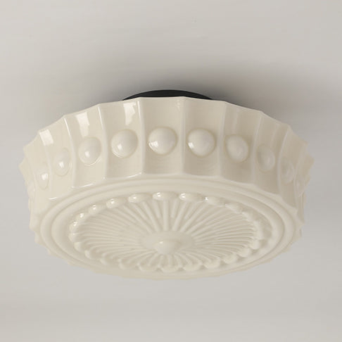 Plafonnier semi-encastré contemporain rétro en fer et verre à 1 lumière pour salon 